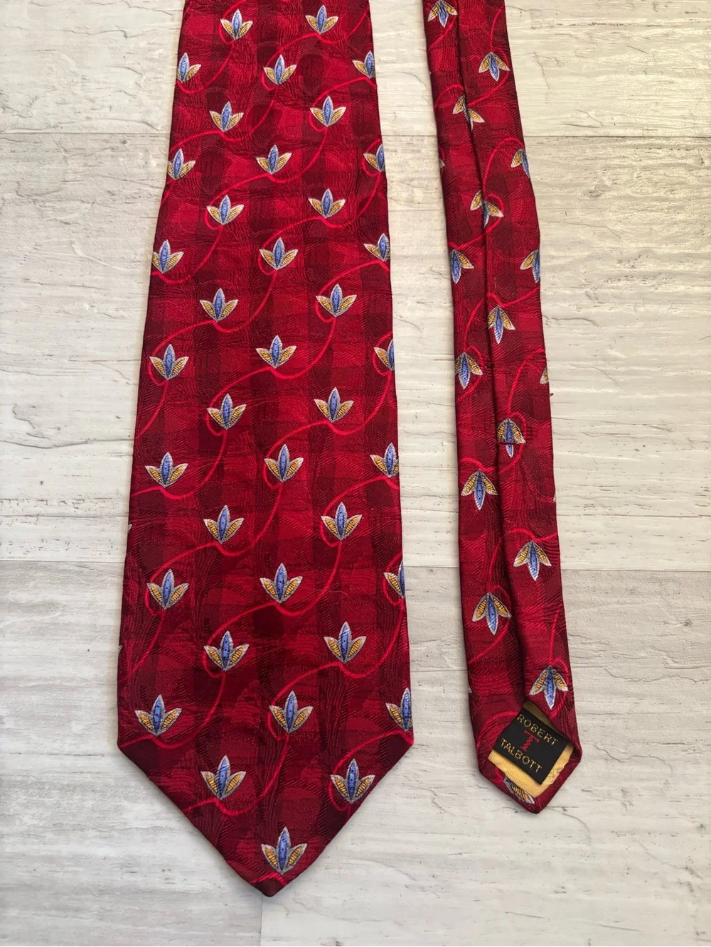 Vintage Robert Talbott Best of Class Red Abstract Floral Extra Long Tie
